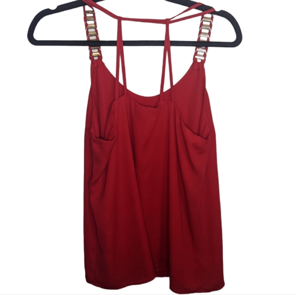 XOXO Red Strappy Top with Gold Accents ✨ Size L - Picture 2 of 8